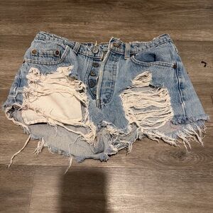 Stylish Light Blue Distressed Jean Shorts